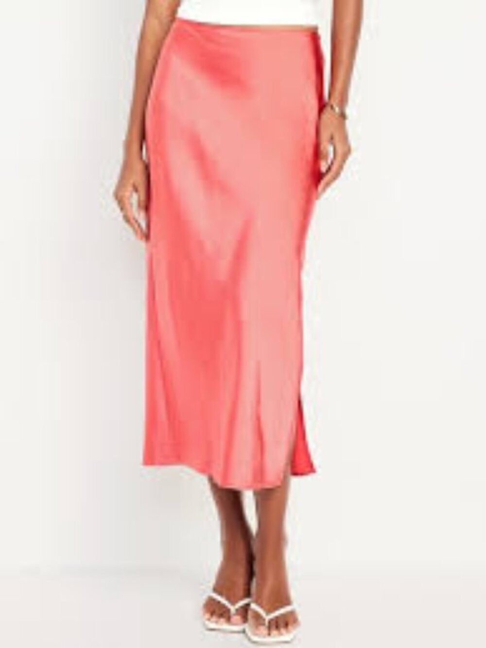 NWT Romantic Clean Girl 90s Minimalist Calypso Coral Satin Midi Slip Skirt XXL - Picture 9 of 9